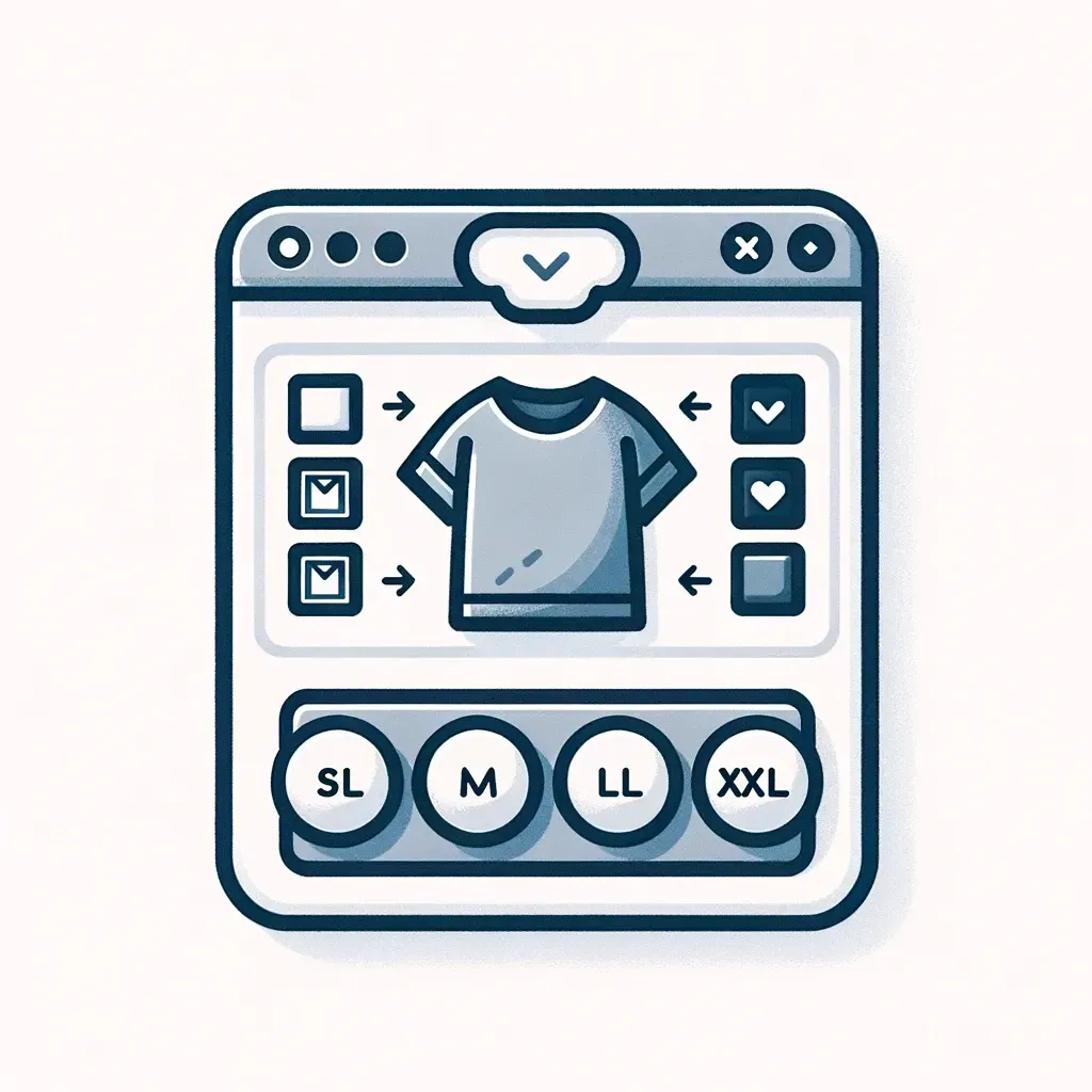 Size variant options on an e-commerce product page